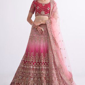 Heavy Embroidered Pink Lehenga